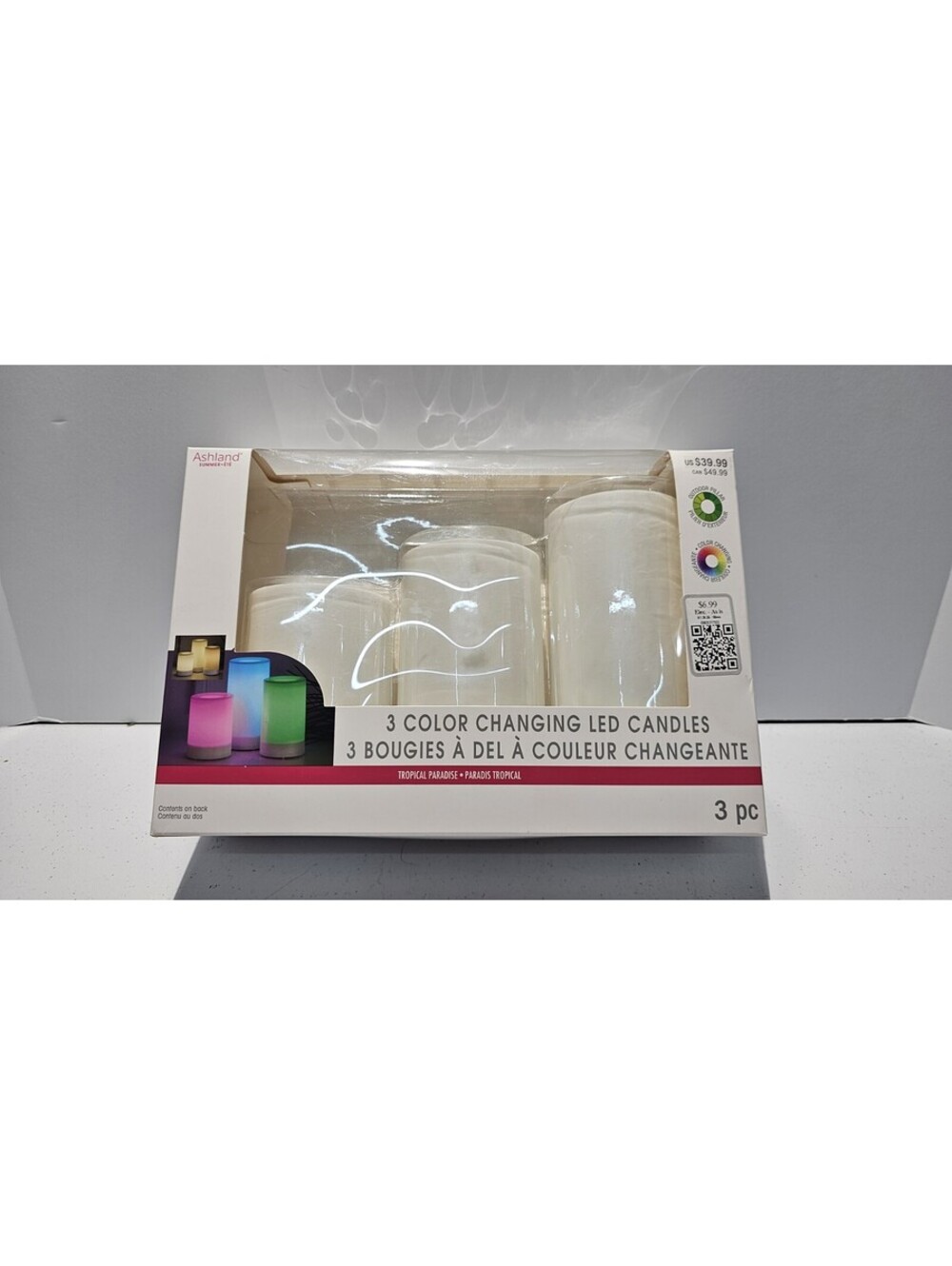 Ashland 3 Color Changing LED Pillar Candles Indoor Outdoor 3 Piece Set